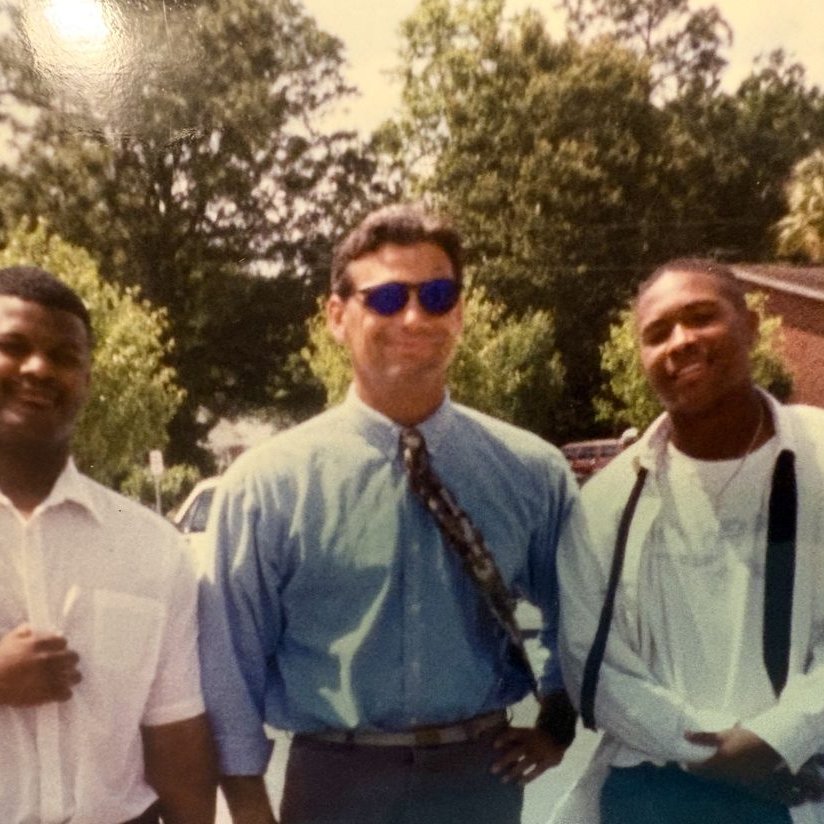 Three BKHS classmates posing together, 1996